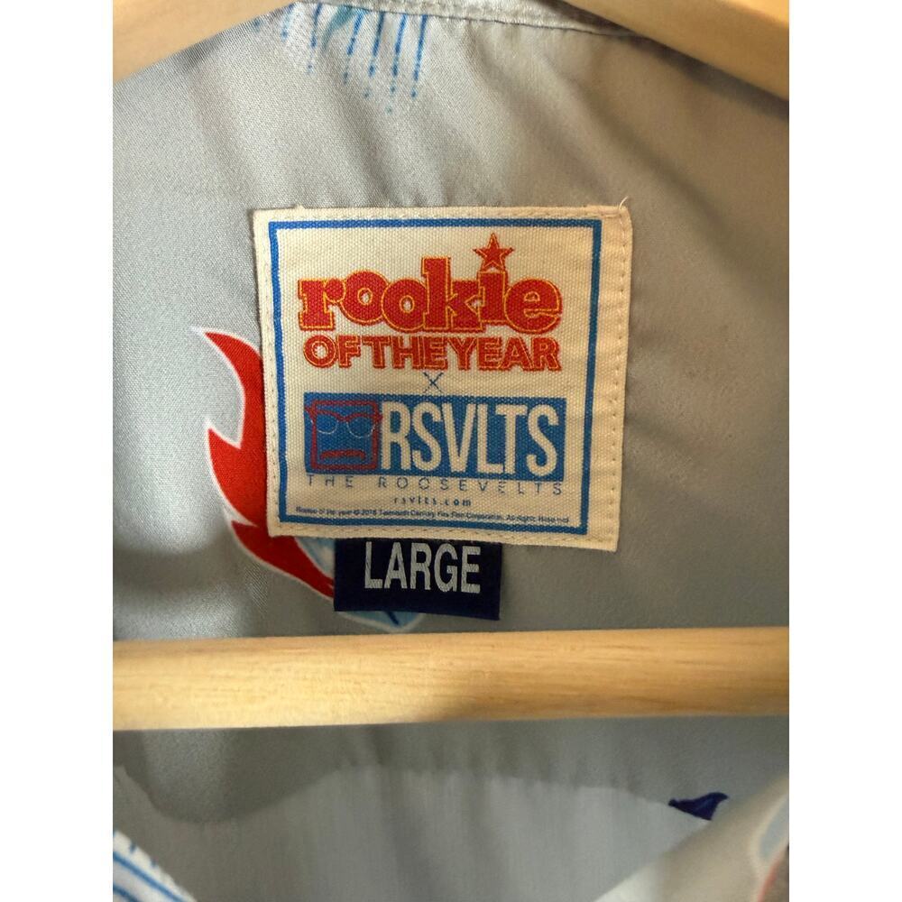 Rookie Of The Year x RSVLTS Gray Large Baseball Polyester Stretch Button Up - Picture 4 of 7